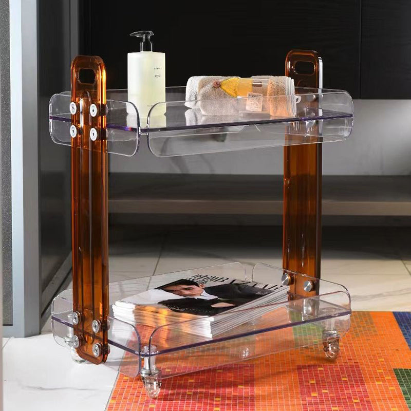 Zeitgenössischer rechteckiger skandinavischer Acryl-PC-Endtisch mit 2 Ebenen für das Schlafzimmer 