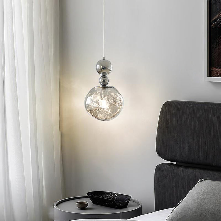 Contemporary Scandinavian Lava Ball Iron Acrylic 1-Light Pendant Light For Bedroom