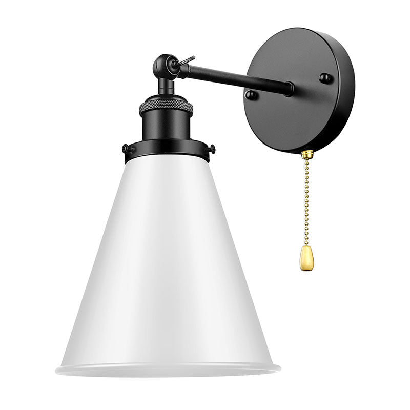 Zeitgenössische industrielle Eisenkegelschirm 1-Licht-Wandleuchte für Badezimmer 