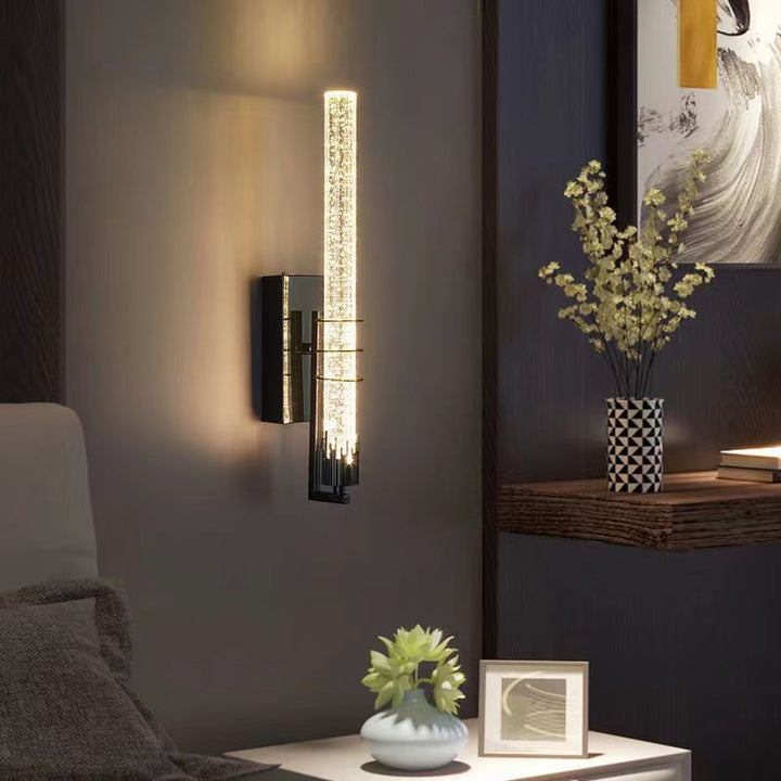 Applique murale contemporaine en fer cylindrique de luxe en cristal LED pour salon 