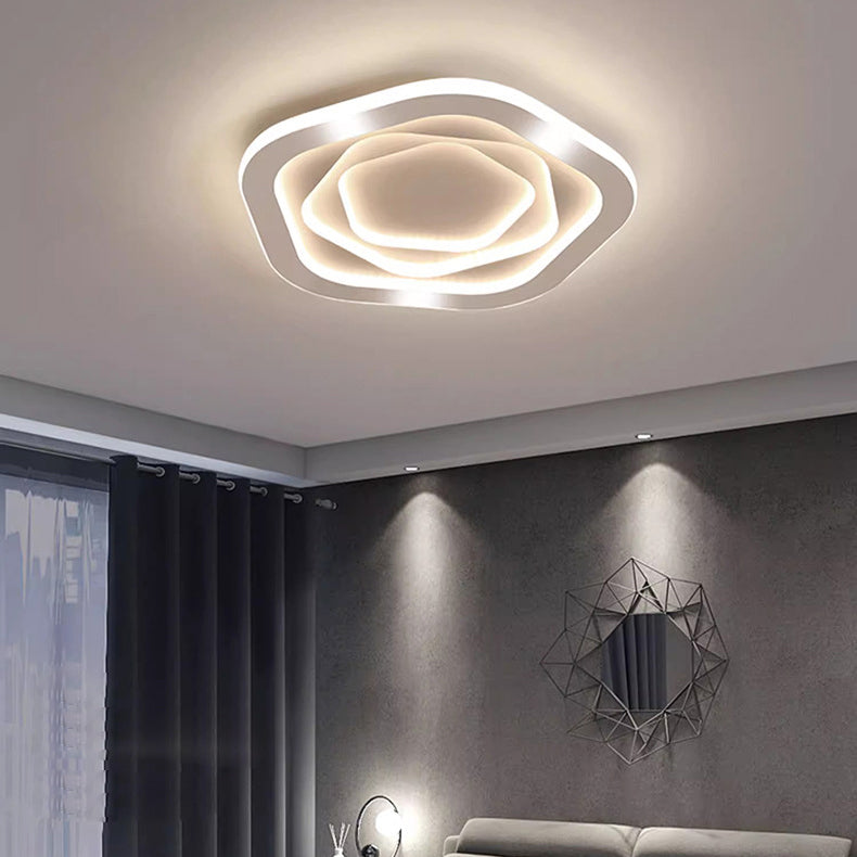 Plafonnier LED en forme de nuage avec fleur en fer rose de simplicité contemporaine pour salon 