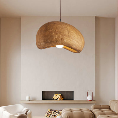 Traditionelle japanische Pendelleuchte mit 1 Licht, Kunststein, kreisförmiger Bogen, Harzschirm für Wohnzimmer 