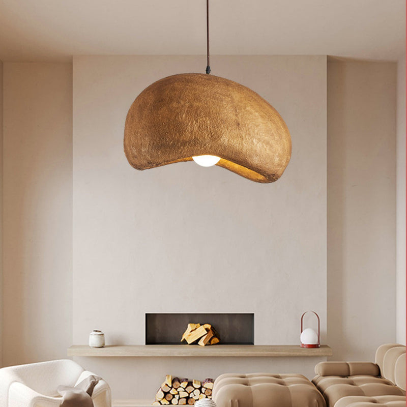 Traditionelle japanische Pendelleuchte mit 1 Licht, Kunststein, kreisförmiger Bogen, Harzschirm für Wohnzimmer 