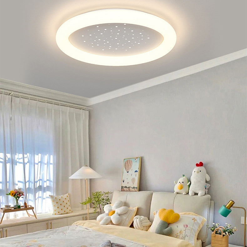 Plafonnier LED rond en fer acrylique simplicité moderne ciel étoilé pour chambre 