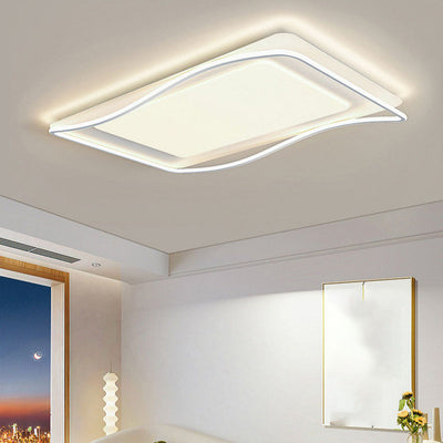 Plafonnier LED en fer carré rond créatif contemporain en PVC pour salon 