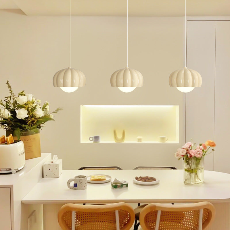 Modern Minimalist Cream Pod Aluminum Resin PE LED Island Light Chandelier For Dining Room