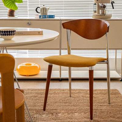 Chaise de salle à manger contemporaine rétro en bois de hêtre, fer, velours, éponge carrée avec dossier incurvé pour salle à manger 