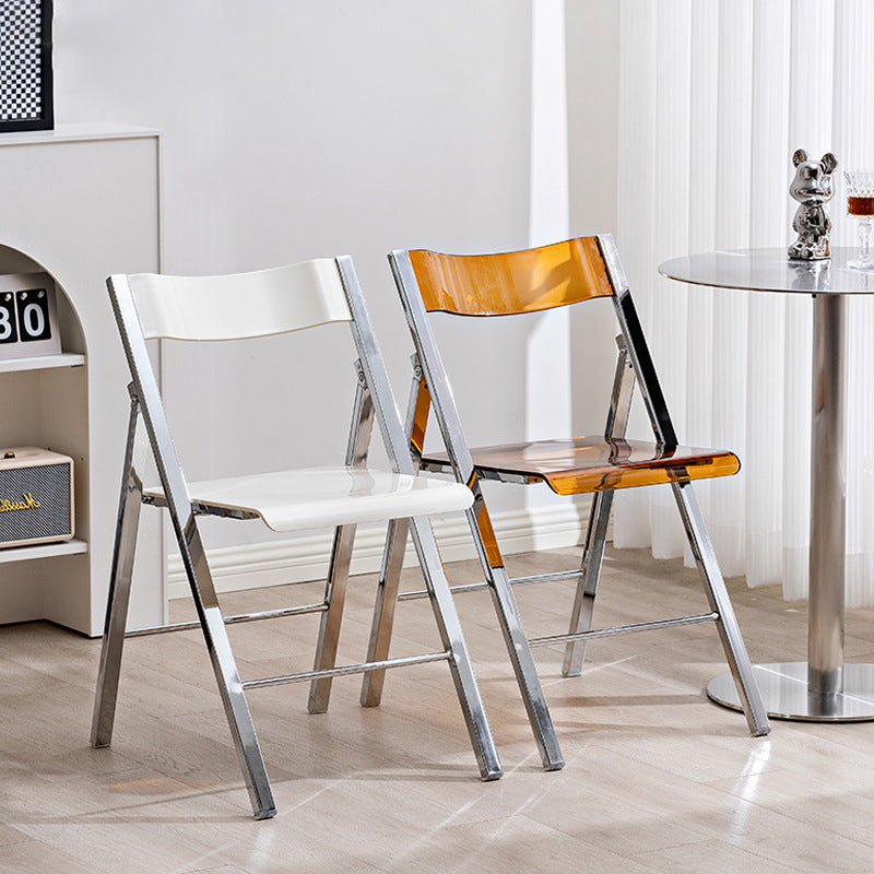 Moderner nordischer quadratischer Eisen-PET-klappbarer Esszimmerstuhl für das Esszimmer 