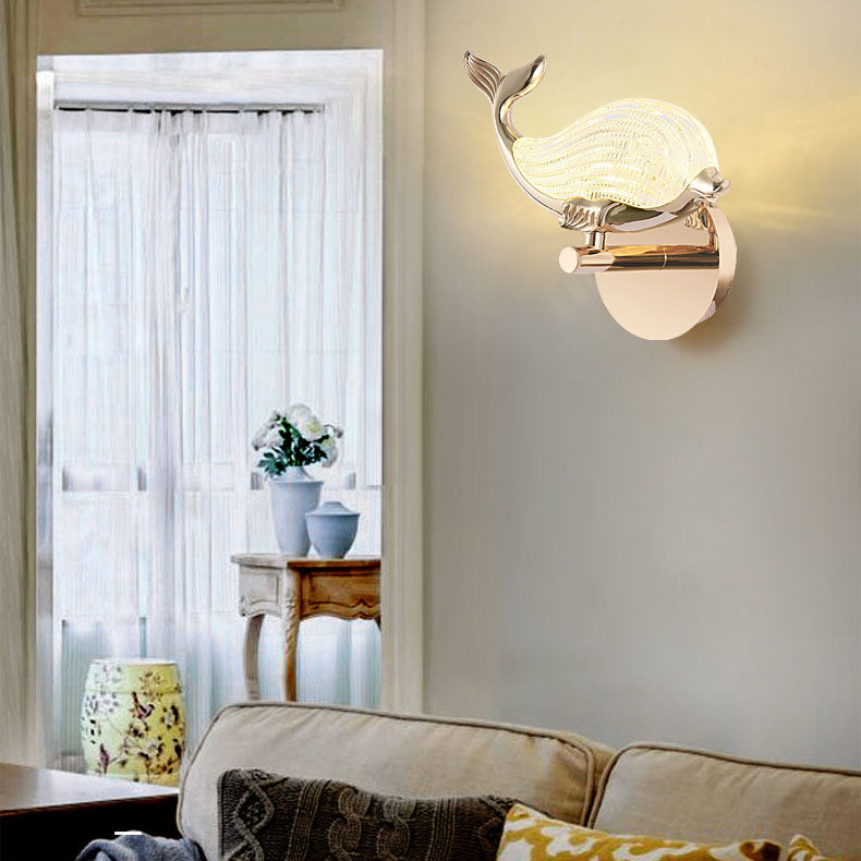 Applique murale LED en forme de baleine en aluminium, lumière nordique créative de luxe, lampe 