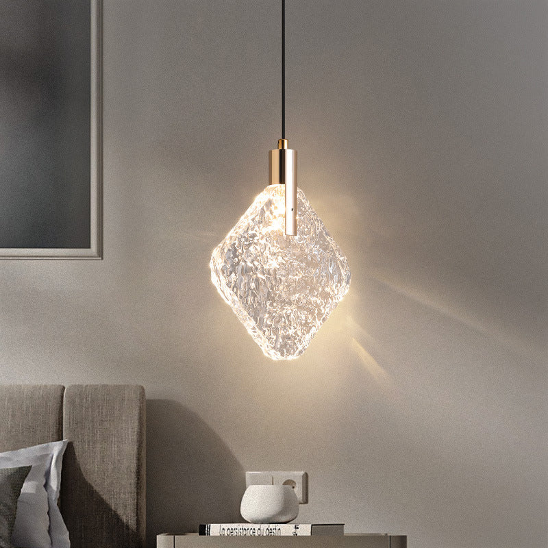 ضوء قلادة LED كريستال ألمنيوم حديث بسيط على شكل ماسة مستديرة شبه منحرف لغرفة النوم 