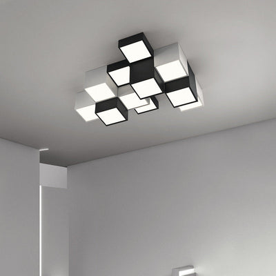 Modern Minimalist Cube Iron Acrylic LED Flush Mount Ceiling Light For Living Room