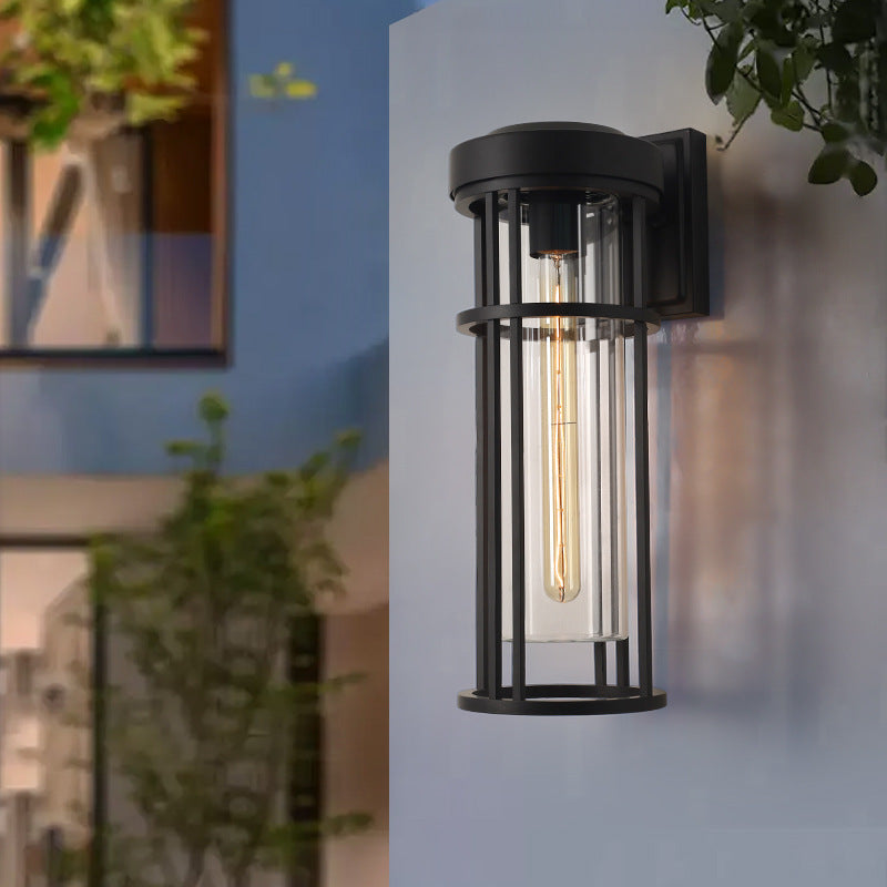 Cylindre en verre aluminium simplicité contemporaine Applique murale 1 lumière pour jardin 
