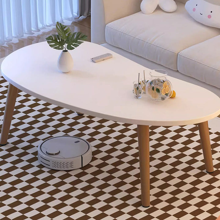 Modern Minimalist Mango Shape Oval MDF Pine Wood Coffee Table For Living Room