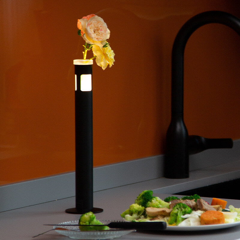 Lámpara de Mesa Decorativa LED Cilíndrica Creativa de Aluminio y Acrílico 