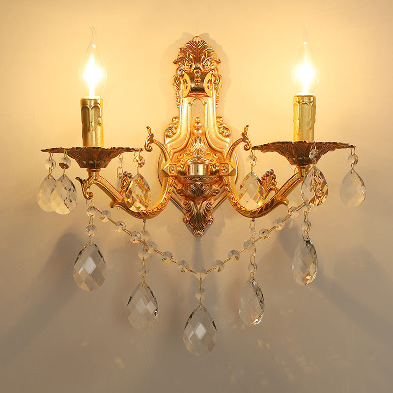 Applique Murale Traditionnelle Française en Zinc Doré Sculpté 1/2 Lumière Pour Salle à Manger 
