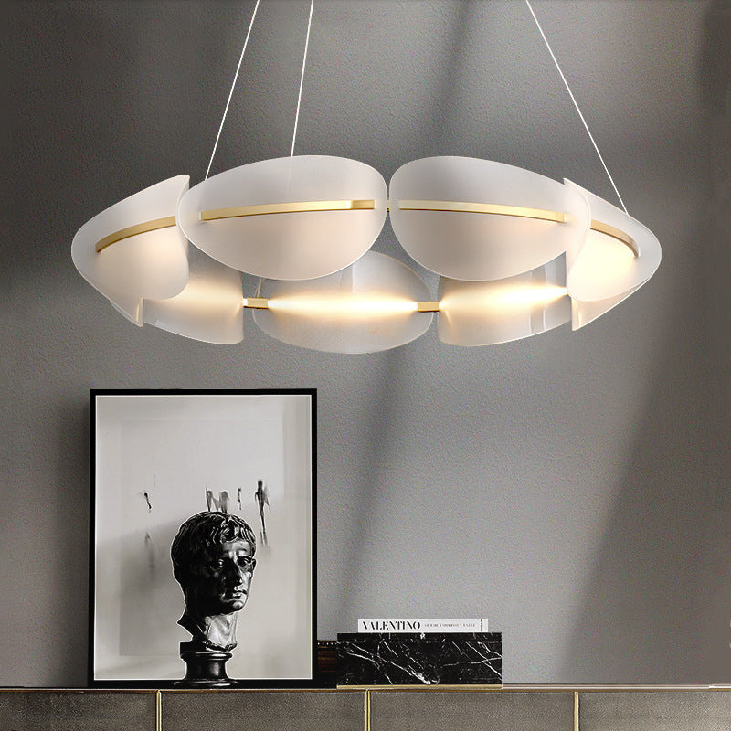 Lustre LED en fer acrylique rond minimaliste moderne pour chambre 