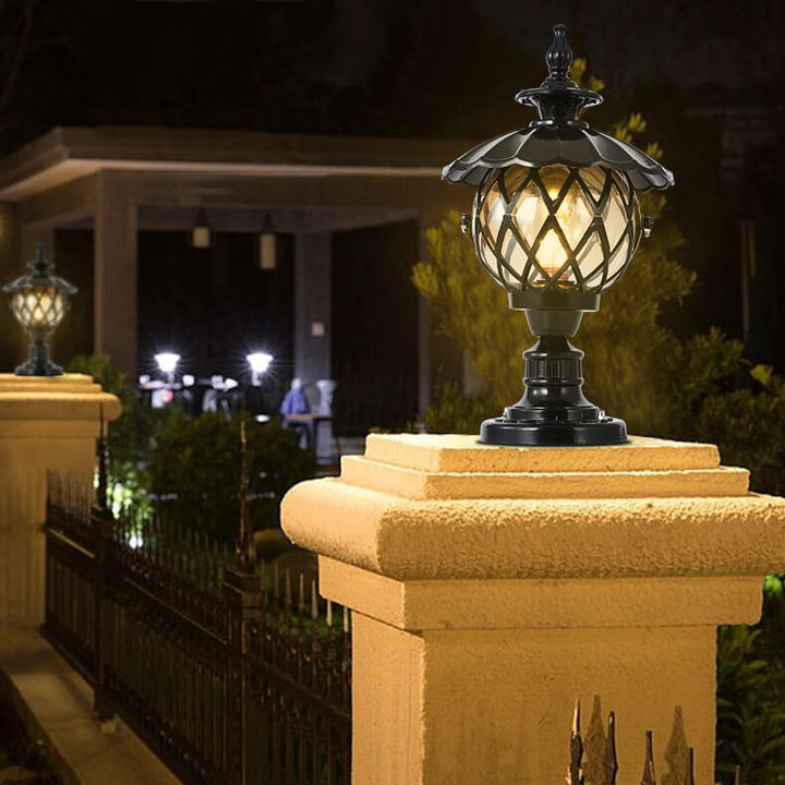 Traditional European Outdoor Lotus Column Head Light 1-Light Waterproof Garden Landscape Light For Outdoor