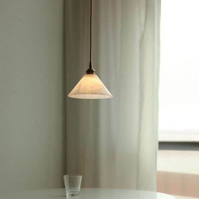 Modern Light Luxury Triangle Cone Lucite Copper 1-Light Pendant Light