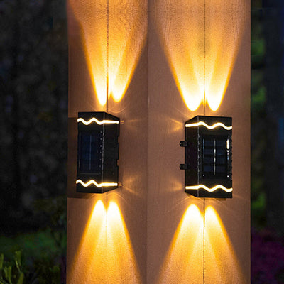 Traditionelle Bauernhaus wasserdichte Solar ABS PS Quader LED Wandleuchte Lampe für Garten 