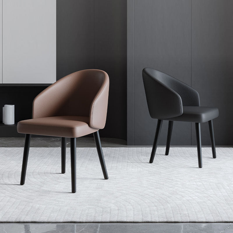 Chaise de salle à manger contemporaine nordique avec dossier en cuir PU, structure trapézoïdale, en bois de frêne, pour salle à manger 