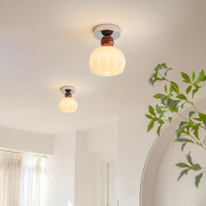 Moderno Minimalista Redondo Calabaza Orbe Hierro Acrílico 1-Luz Montaje Semi-empotrado Luz de Techo Para Pasillo 