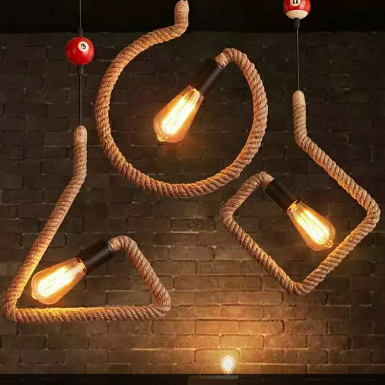 Traditionelle Bauernhaus Hanfseil weben geometrische Figur Billard Ball Dekor 1-Licht Pendelleuchte für Unterhaltungsraum 