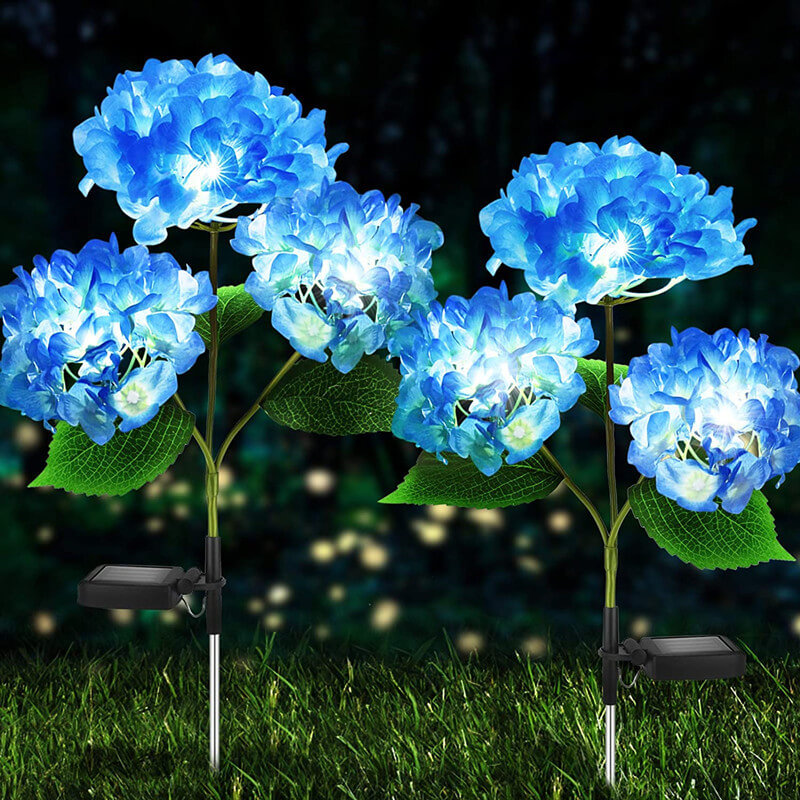 Contemporary Creative Outdoor Solar Simulation Hydrangea LED Garden Lawn Ground Insert Landscape Light