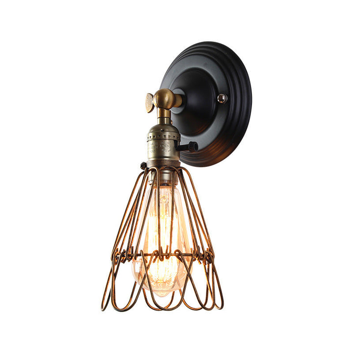 Aplique de pared de 1 luz con pantalla de soporte de hierro retro contemporáneo para comedor 