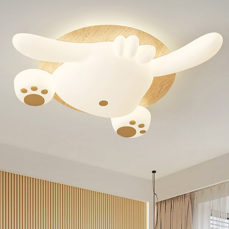 Zeitgenössische kreative Bär Eisen Kunststoff LED Semi-Flush Mount Deckenleuchte für Wohnzimmer 