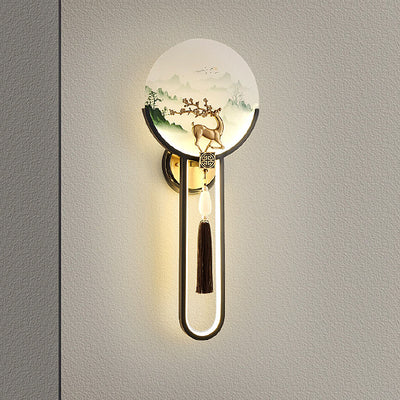 Modern Transitional Round Fawn All Copper Glass Silicone LED Wall Sconce Lamp For Living Room