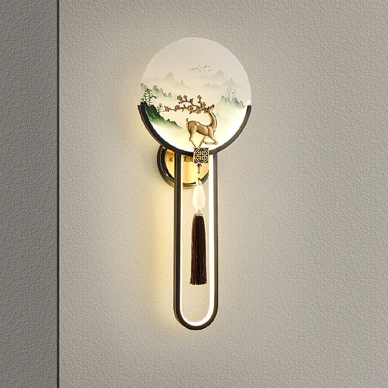 Modern Transitional Round Fawn All Copper Glass Silicone LED Wall Sconce Lamp For Living Room