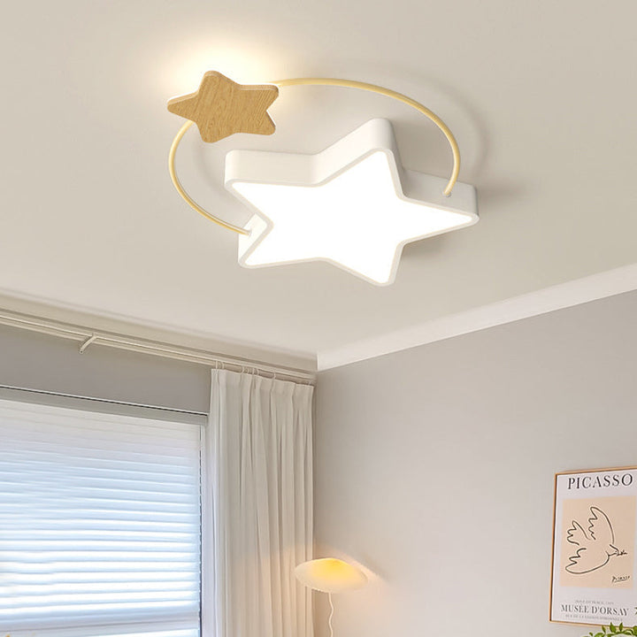 Zeitgenössische skandinavische Eisen Pentagramm Kreis Ring Acryl LED Unterputz Deckenleuchte für Wohnzimmer 