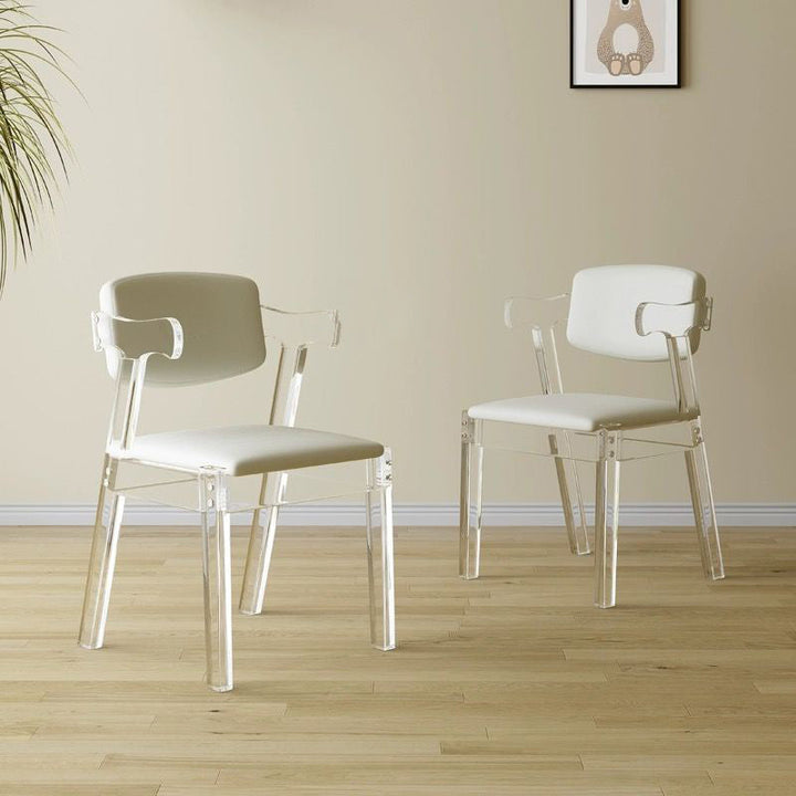 Modern Minimalist Square Microfiber Leather Acrylic Vanity Stool Backrest For Bedroom