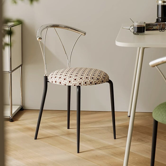 Contemporary Nordic Round Curved Backrest Stainless Steel Corduroy Dining Chair For Dining Room