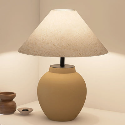 Modern Japanese Metal Ceramic Pot 1-Light Table Lamp