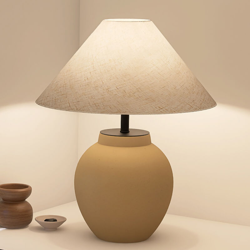 Modern Japanese Metal Ceramic Pot 1-Light Table Lamp