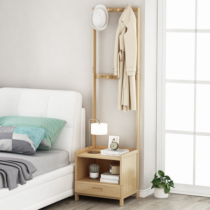 Modern Minimalist Rectangular Coat Rack Nan Bamboo MDF Nightstand 1/3 Drawer For Bedroom