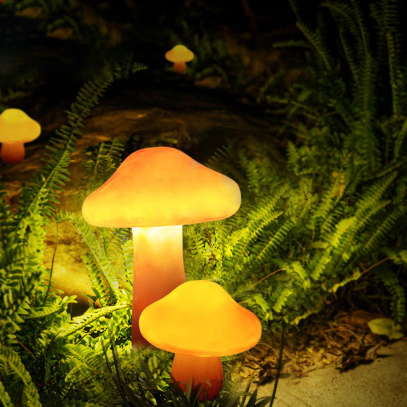 Luz LED de paisaje al aire libre con forma de hongo de resina solar impermeable de estilo Art Deco moderno para jardín 