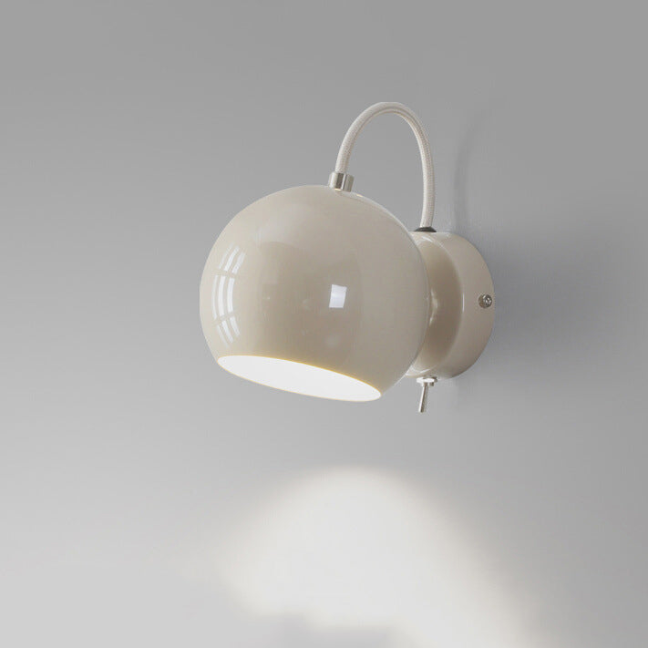 Applique murale moderne minimaliste en fer et aluminium crème sphérique à 1 lumière pour chambre 