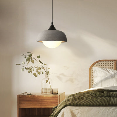 Contemporary Industrial Orb Cement Glass 1-Light Pendant Light For Bedroom