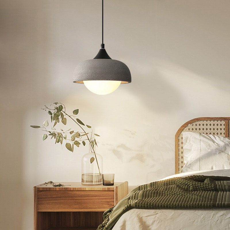 Contemporary Industrial Orb Cement Glass 1-Light Pendant Light For Bedroom