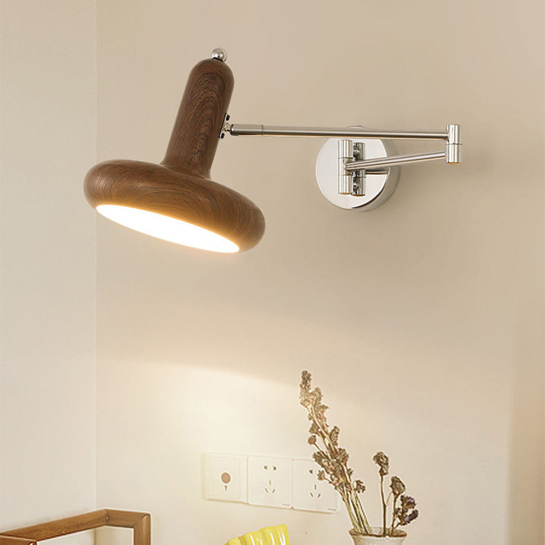 Applique murale contemporaine scandinave en fer métallique rond hémisphérique à bras réglable 1 lumière pour chevet 