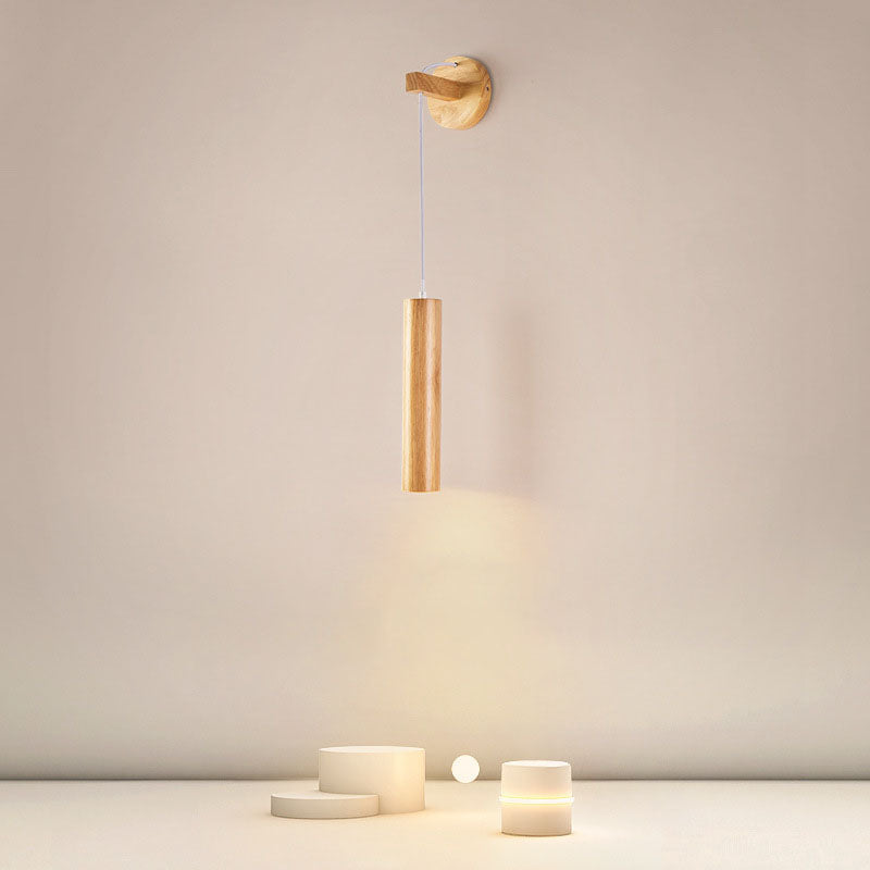 Nordic Modern Minimalist Long Strip Rubber Wood LED Wall Sconce Lamp