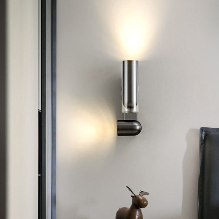 Lampe murale à 2 lumières en verre et fer rotative, cylindre rectangulaire minimaliste moderne pour salon 