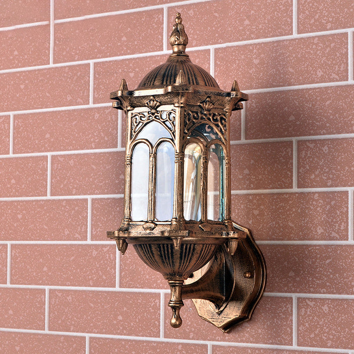 Lámpara Aplique de Pared de 1 Luz de Vidrio de Aluminio Cilíndrico Impermeable Tradicional Europea para Jardín 