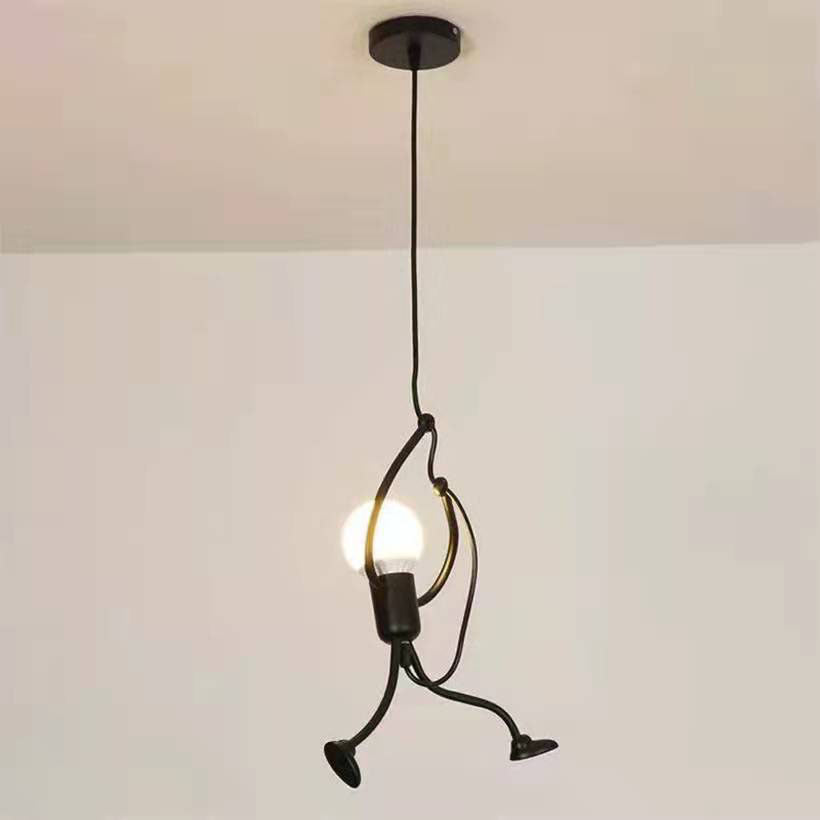 Lustre contemporain à figurines suspendues créatives en fer et résine 1/3 lumière pour salon 