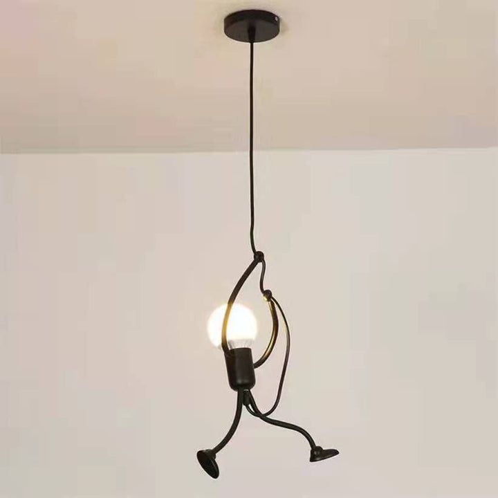 Lustre contemporain à figurines suspendues créatives en fer et résine 1/3 lumière pour salon 