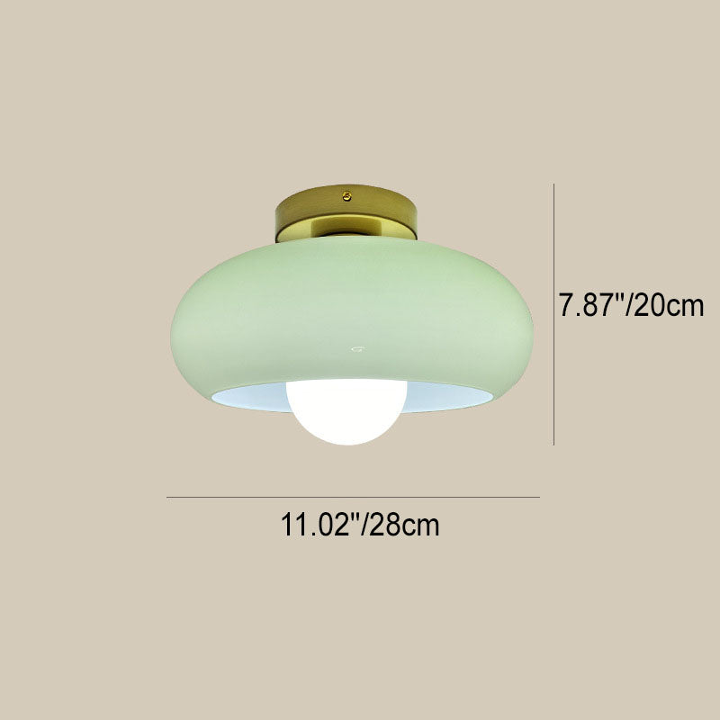 Modern Minimalist Iron Round 1-Light Semi-Flush Mount Ceiling Light