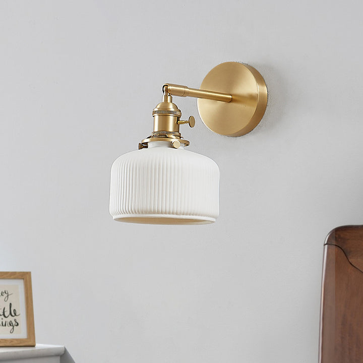 Moderne minimalistische gestreifte Keramikglas 1-Licht Wandleuchte 