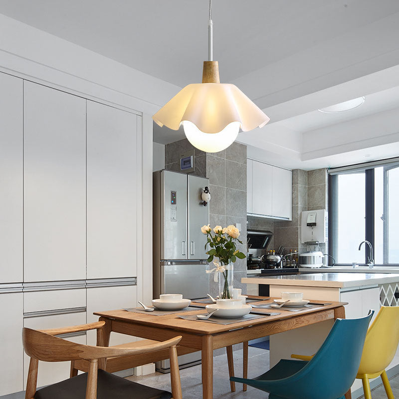 Lámpara colgante de 1 luz de acrílico con hardware floral minimalista moderno para sala de estar 